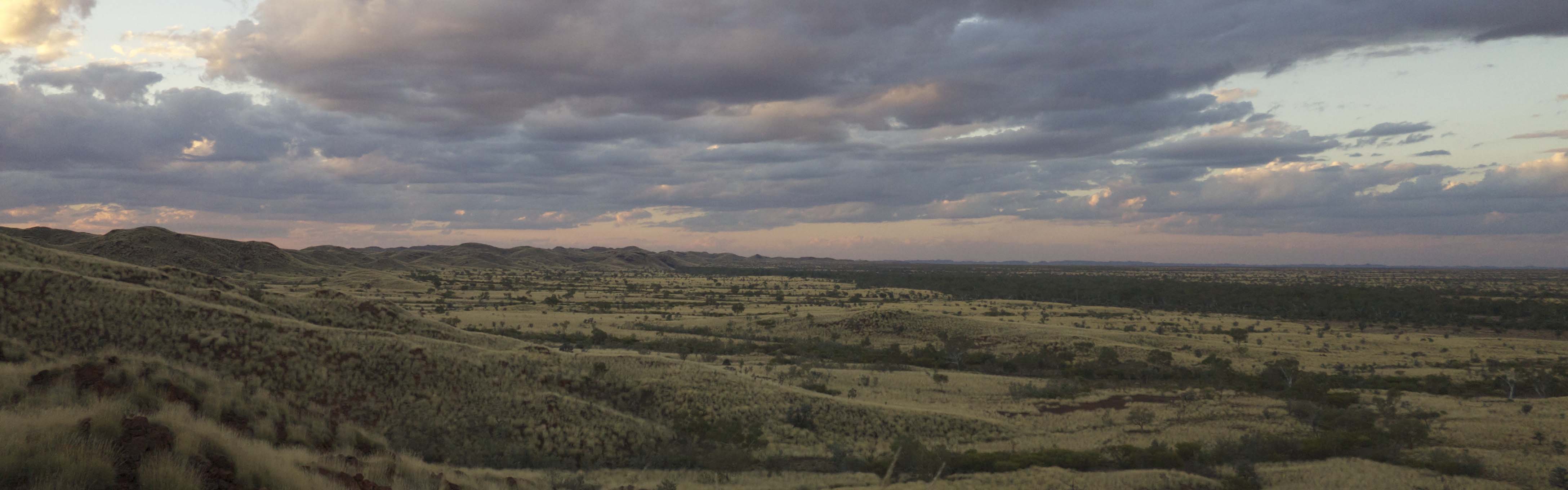 Pilbara granite-greenstone terrane at sunset