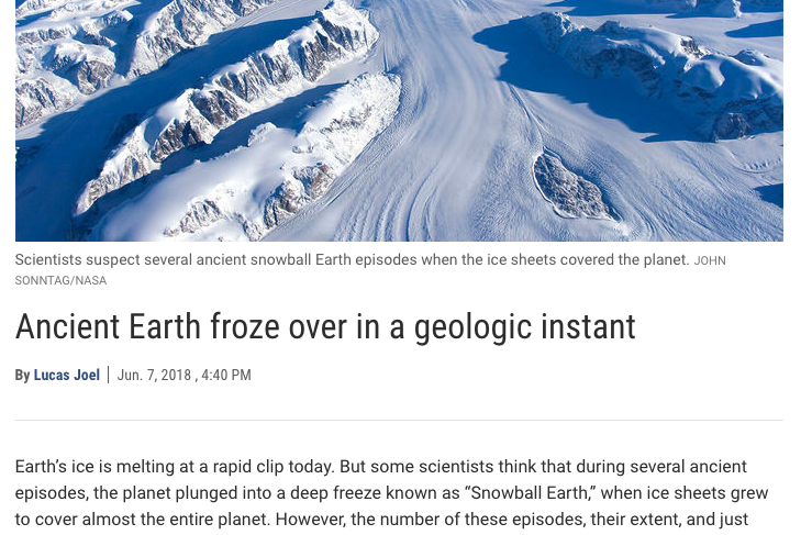 Ancient Earth froze over